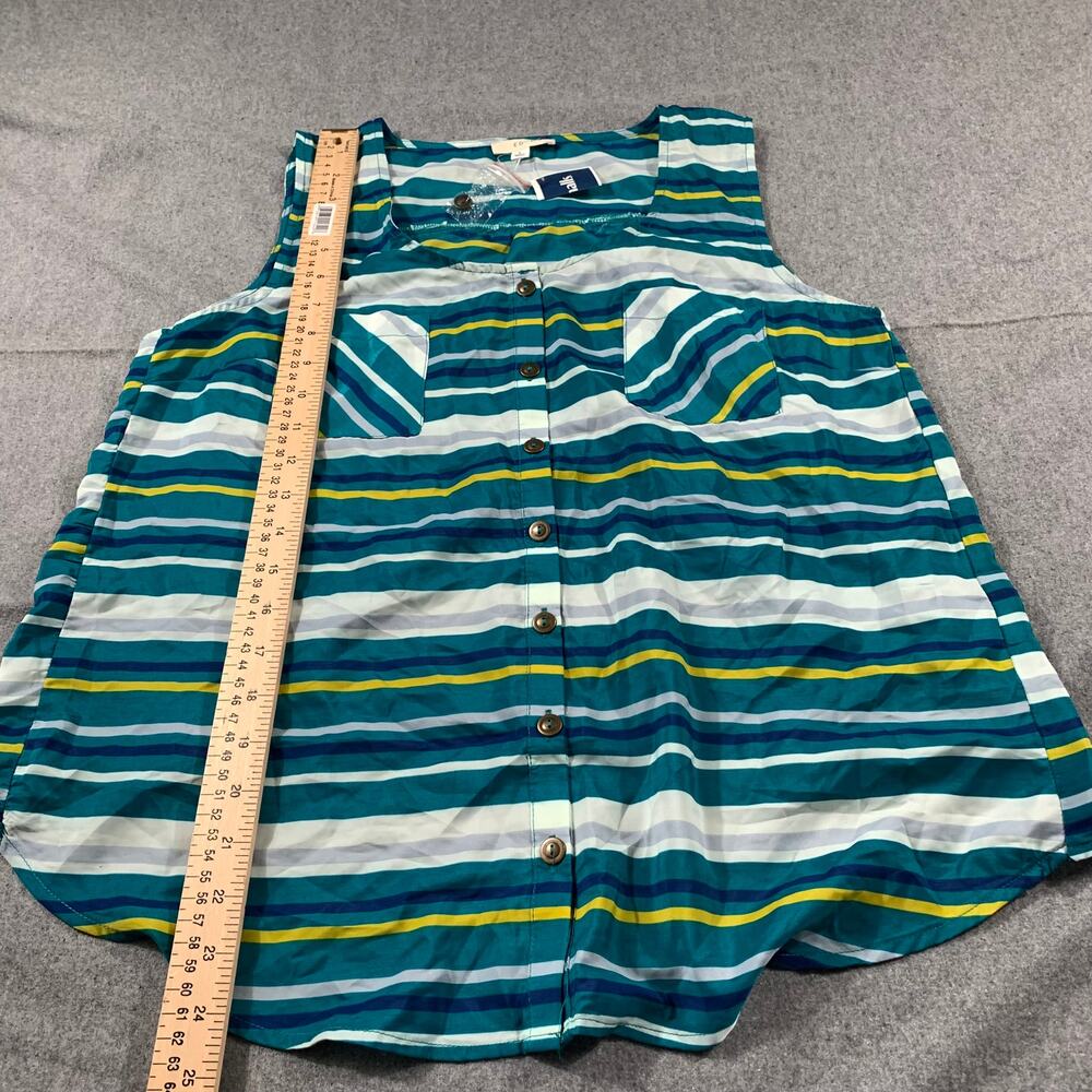 EDGE Top Womens Large Blue Stripe Sleeveless Summer Shirt - Picture 6 of 6